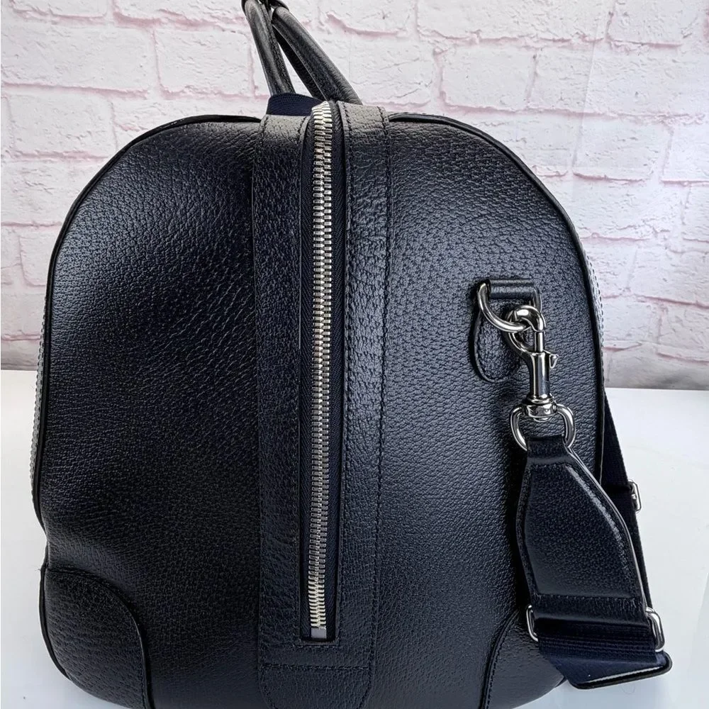 Gucci Navy Blue Savoy Web Stripe Duffle Travel Bag